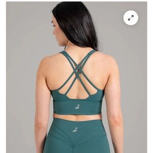 Stylish Green Sports Bra with Crossback Design